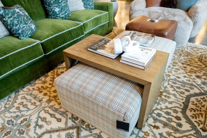 green couch and table